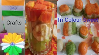 Republic Day and Independence Day Crafts for Kids | Tri Colour Sweet Recipe in Telugu