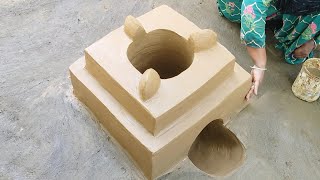 How to make Smokeless Chulha । Village stove making । Primitive Technology Mud Stove #viral Chulha