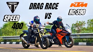 triumph speed 400 vs ktm rc 390 | DRAG RACE | pocket rocket 🚀