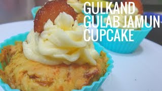 Gulkand Gulab Jamun Cupcake | Eggless Cupcake Recipe | Convection Microwave Oven Baking