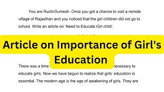 Article on Importance of Girl's Education