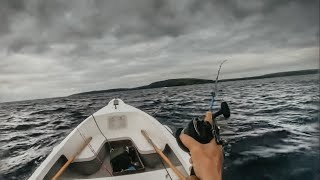 Solo Fishing Rough Atlantic Sea | Man Fishing Alone