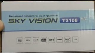 Обзор  ресивера DVB T2  SKY VISION T2108. Подключение, настройка и сброс.