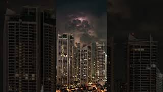 Crazy lightning storm in Makati, Metro Manila, Philippines