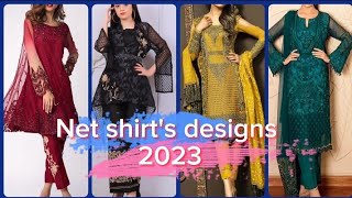 Latest net long shirts designs for girls||net long shirts designs for bridals 🥰 2023#youtubevideo