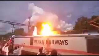 Train accident  - Live high voltage electric accident caught on camera in india