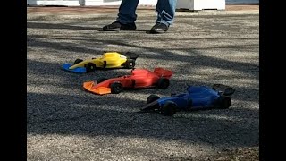 OpenRC F1 3D Printed Remote Control Cars, First Race with 3 Cars