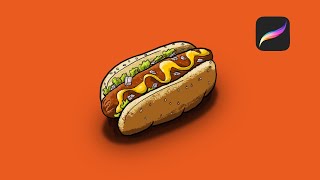 Vintage Hotdog 🌭 Illustration in Procreate