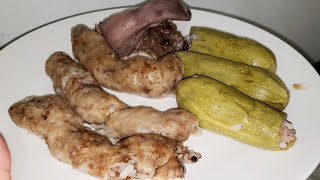 فوارغ وكوسا محشية-  stuffed goat intestine and stuffed zucchini