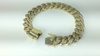 10K YELLOW GOLD SOLID MIAMI CUBAN LINK 13.5MM DIAMOND BRACELET 5.85CT