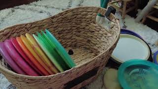 Organizing my Dad’s frisbee golf￼ frisbees in rainbow order ASMR #asmr