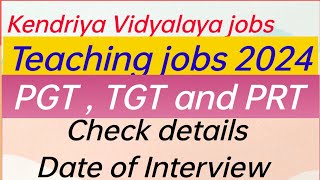 Teaching jobs Notification KV No. 1 Udhampur 2024 out. check interview date.