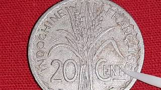 20 Centimes coin of French indo China of 1939