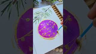 Watercolor Purple Christmas Bauble for Holiday Card / Day 6