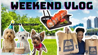 Productive weekend I Date Night, New Supplements, Dog Birthday Party + Grocery Haul