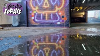 Halloween Neon Skull Street Art!