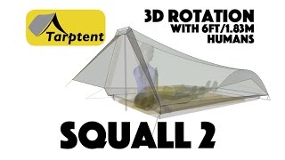 Tarptent Squall 2 3D rotation with 6ft / 1.83m scale humans