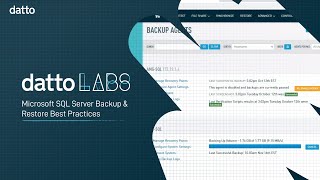 Datto Labs: Microsoft SQL Server Backup & Restore Best Practices