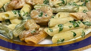 Паста с креветками и шпинатом Вкусно,быстро и полезно