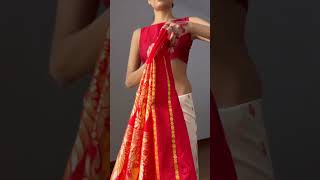 Durga puja saree drape | saree draping | saree style #sareedrapping #sareestyle #shorts #viral