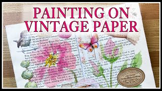 PAINTING ON VINTAGE BOOK PAPER | Mixed Media Glue Book