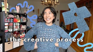 crochet sweater creative process & organizing my yarn shelf 🧶