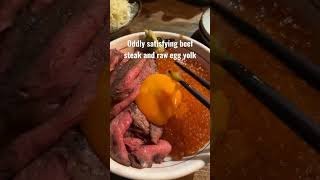 #shorts Oddly satisfying beef steak and raw egg yolk | KT Food Review