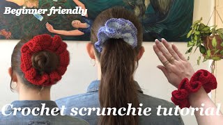 Crochet scrunchie tutorial - beginner friendly stash busting projects