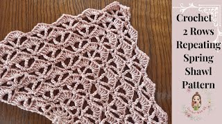 Crochet 2 Rows Repeating Spring Shawl Pattern