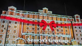 Christmas projection at The Queen Hotel Leeds 2023 🎄🎅☃️ Gingerbread hause 🙂