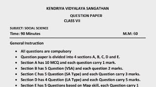 Class 7 Social Science Annual Exam Question Paper (2022 - 2023) | SST