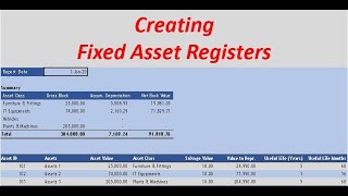 Creating Fixed Assets Registers