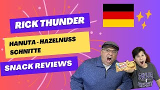 American Father & Son Try German Snack | 🇩🇪 Hanuta Hazelnuss Schnitte | Snack Review