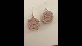 Rhodochrosite Stalactite Slice Earrings