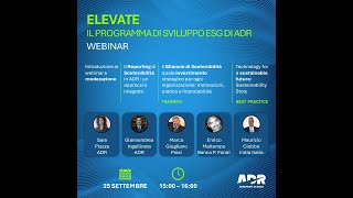 ELEVATE: il programma di sviluppo ESG di ADR - 3°webinar - 25 settembre 2024