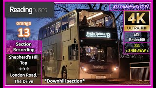 [Reading buses] (Section Recording) orange 13 - Bus 233 (SN59 AWW) | Downhill section