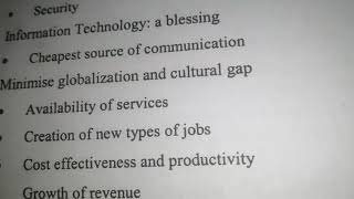 OUTLINE OF ESSAY ON INFORMATION TECHNOLOGY