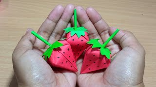 How to make strawberry from origami paper