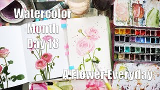 Day 18 Watercolor Month / A flower Everyday Ranunculus