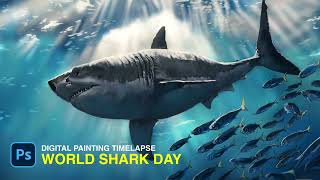 Drawing World Shark Day | Digital Painting Timelapse