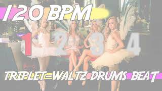 ✅ 120 BPM Triplet-Waltz Drums Beat in 12/8 🥁 10 minutes backing track