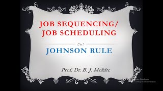 Job Sequencing: Johnson Rule