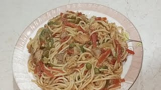 Chicken vegetable spaghetti | spicy chicken Noodle recipe | Chinese noodles recipe |