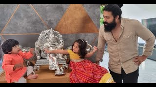 KGF Star Yash celebrated Ganesha Festival with his son & daughter Happyamoeba| Kannada Movie News|