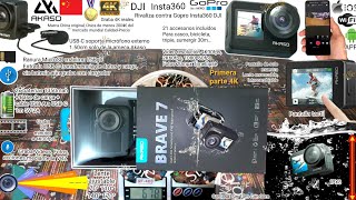 KIK122 #1 Akaso Brave 7, Action Camera 4k30fpsReal IPX8 10mAgua Graba90min4K 170°  MicroSD APP móvil