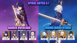 Furina Kokomi Mono Hydro & Raiden Overload | Spiral Abyss 4.7 | Genshin Impact