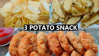 3 Easy Potato Snack Recipes | Potato Wafers | Hash Browns | Potato Wedges | Lockdown Snack Recipes