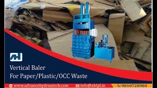 Vertical Baler Machine for  Cardboard/OCC, Paper, Catron Box, PET Plastic Waste Compacting