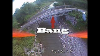 Crashed racing drone into bridge