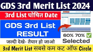 GDS 3rd Merit List 2024 Kab Aayega | GDS 3rd Merit List 2024 | GDS 3rd Cut Off 2024 |GDS Result 2024